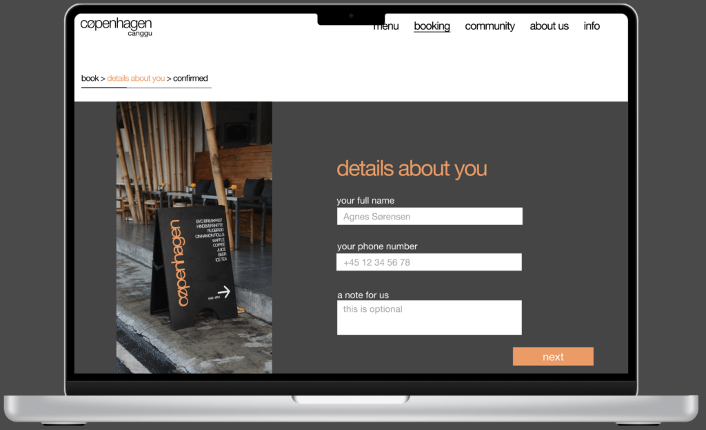 Cøpenhagen booking details about you