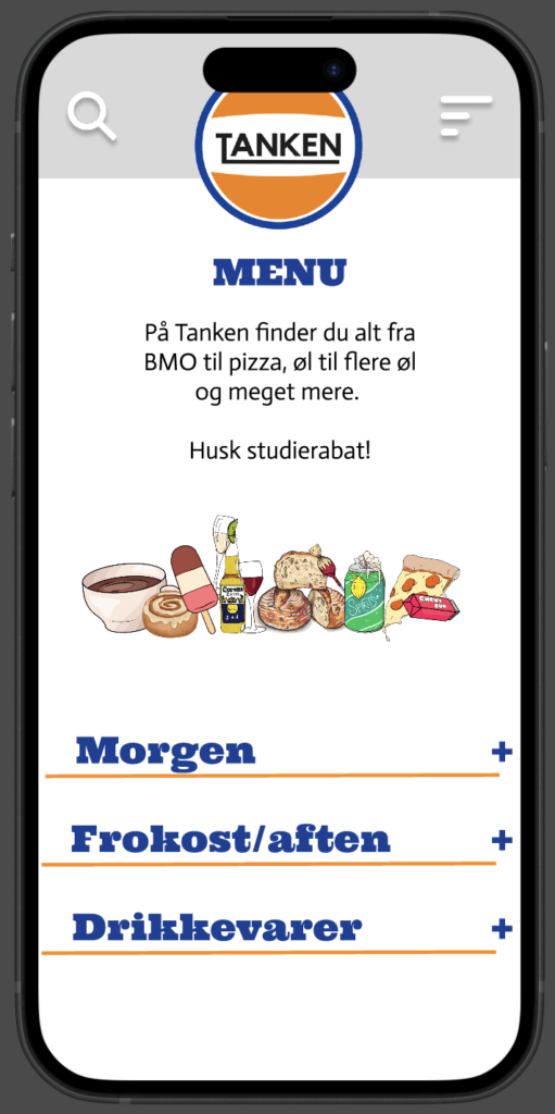 Tankens menukort sammenfoldet
