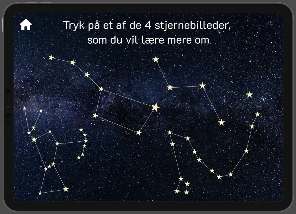 Tryk på et af de 4 stjernebilleder, som du vil lære mere om